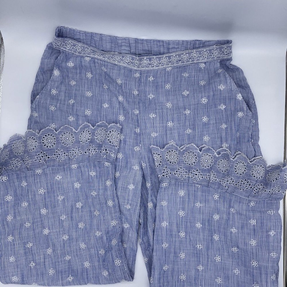 Tantrums Blue & White 100% Rayon Pants Size XL 15x28